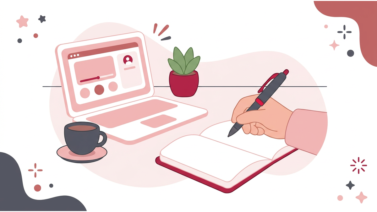 レッスン後にノートに英語フレーズを書き留めている社会人の手元